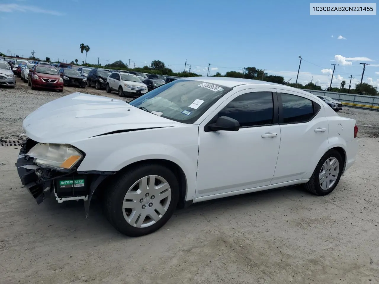 2012 Dodge Avenger Se VIN: 1C3CDZAB2CN221455 Lot: 72682524