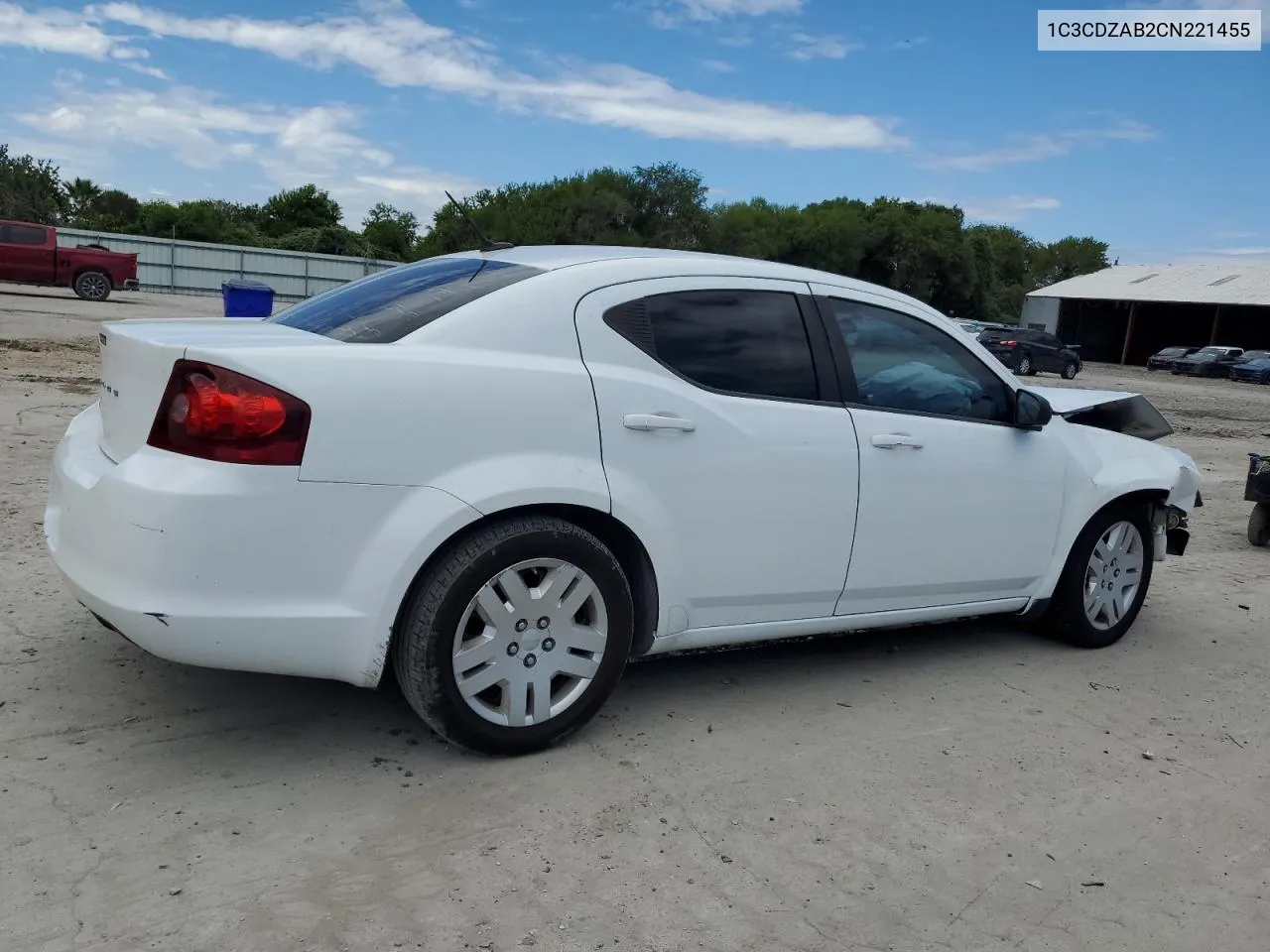 2012 Dodge Avenger Se VIN: 1C3CDZAB2CN221455 Lot: 72682524