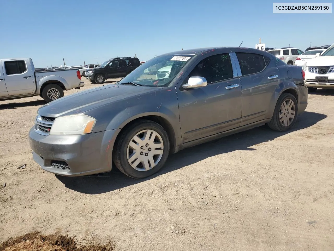 2012 Dodge Avenger Se VIN: 1C3CDZAB5CN259150 Lot: 73020794