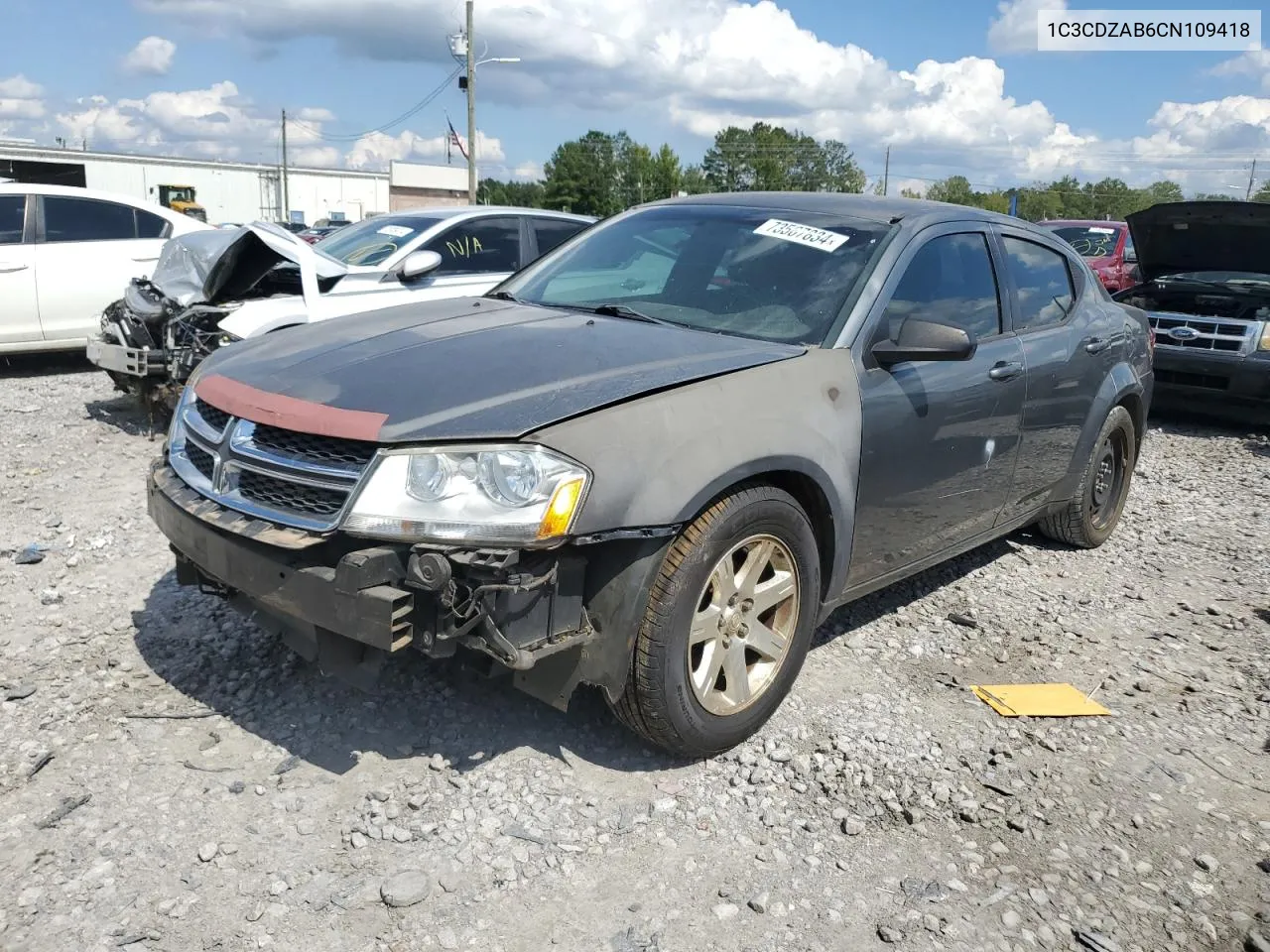 2012 Dodge Avenger Se VIN: 1C3CDZAB6CN109418 Lot: 73567834