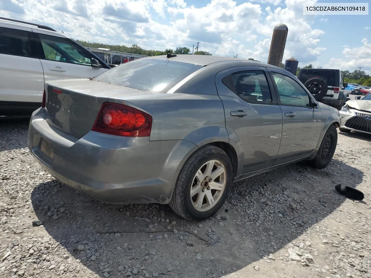 2012 Dodge Avenger Se VIN: 1C3CDZAB6CN109418 Lot: 73567834