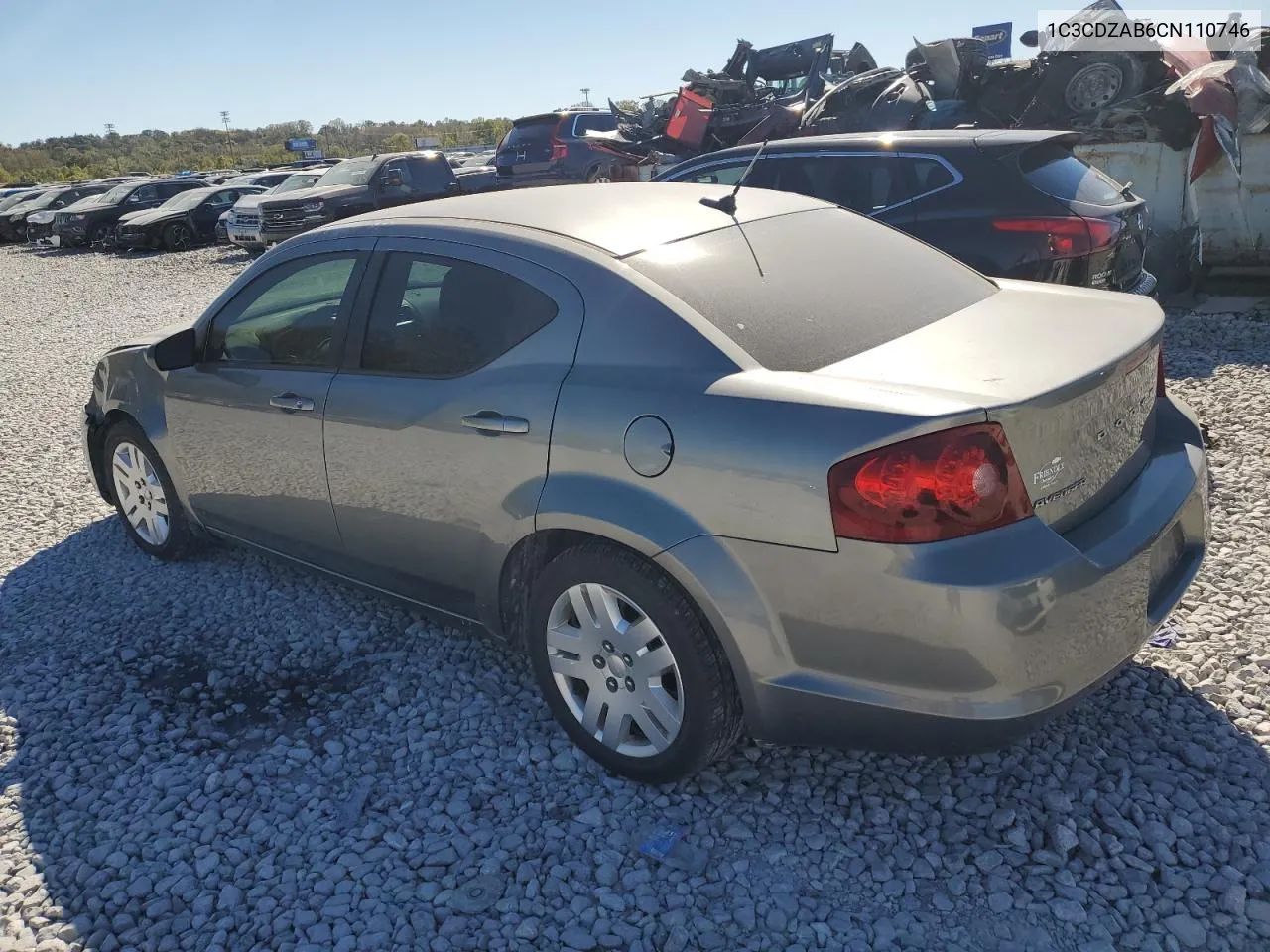 2012 Dodge Avenger Se VIN: 1C3CDZAB6CN110746 Lot: 76709204