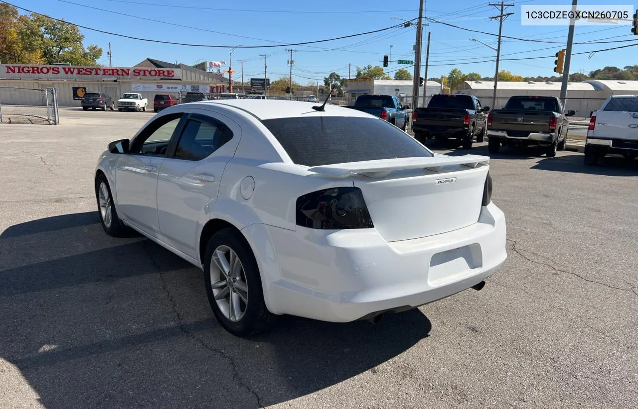 2012 Dodge Avenger Sxt VIN: 1C3CDZEGXCN260705 Lot: 77613584