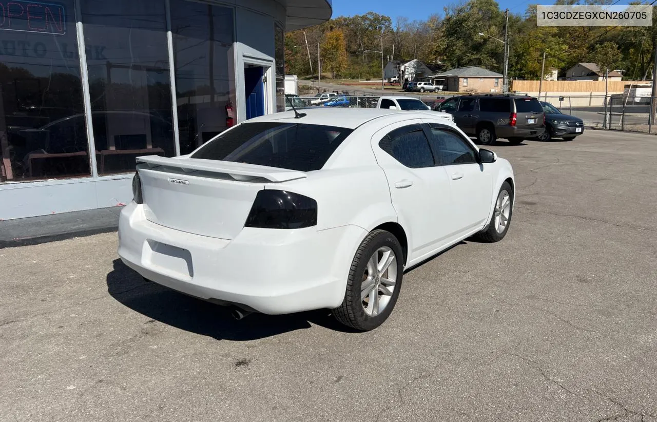 2012 Dodge Avenger Sxt VIN: 1C3CDZEGXCN260705 Lot: 77613584