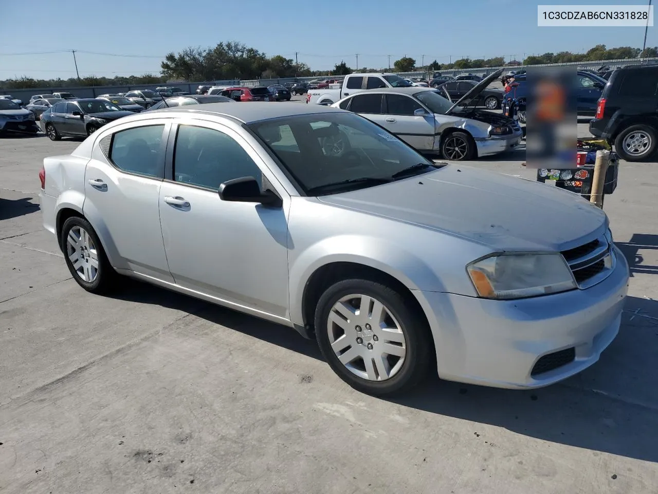 2012 Dodge Avenger Se VIN: 1C3CDZAB6CN331828 Lot: 77632954