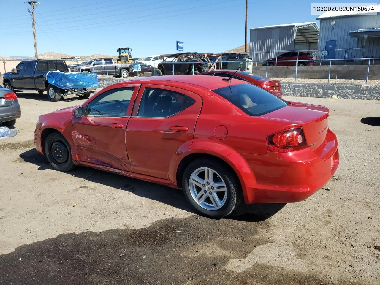 2012 Dodge Avenger Sxt VIN: 1C3CDZCB2CN150674 Lot: 77640134