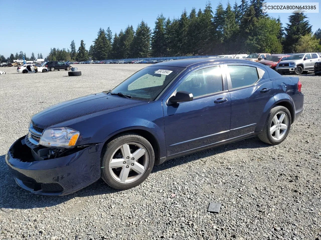 2013 Dodge Avenger Se VIN: 1C3CDZAB0DN643385 Lot: 70039644