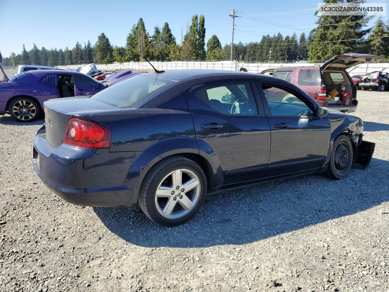 2013 Dodge Avenger Se VIN: 1C3CDZAB0DN643385 Lot: 70039644