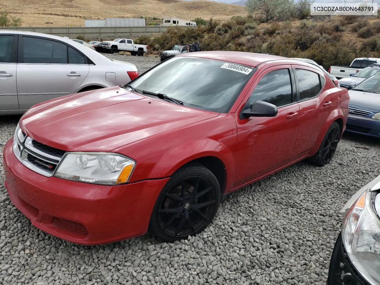 2013 Dodge Avenger Se VIN: 1C3CDZAB0DN643791 Lot: 70066904