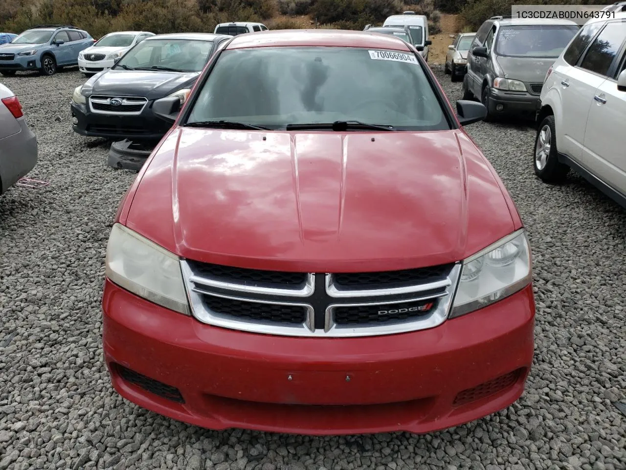 2013 Dodge Avenger Se VIN: 1C3CDZAB0DN643791 Lot: 70066904