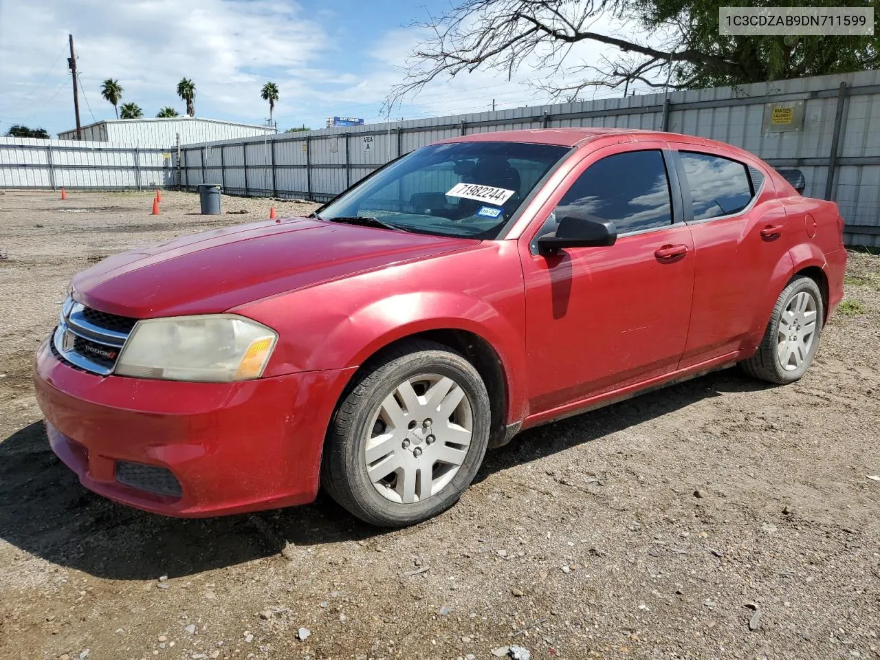 2013 Dodge Avenger Se VIN: 1C3CDZAB9DN711599 Lot: 71982244