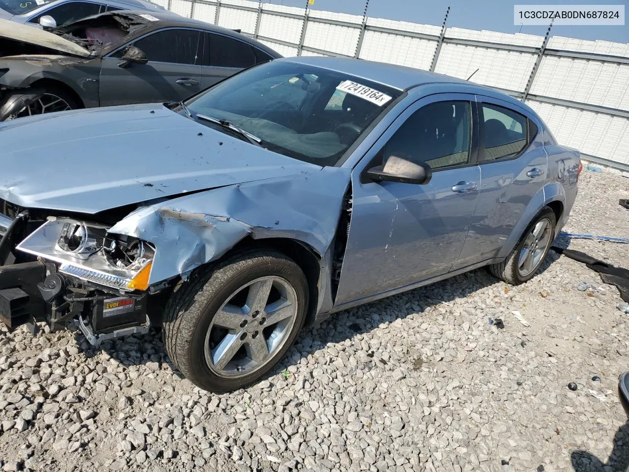 2013 Dodge Avenger Se VIN: 1C3CDZAB0DN687824 Lot: 72419164