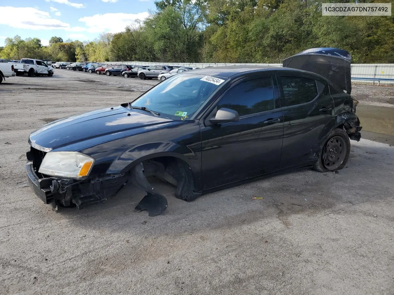 2013 Dodge Avenger Se VIN: 1C3CDZAG7DN757492 Lot: 74025434