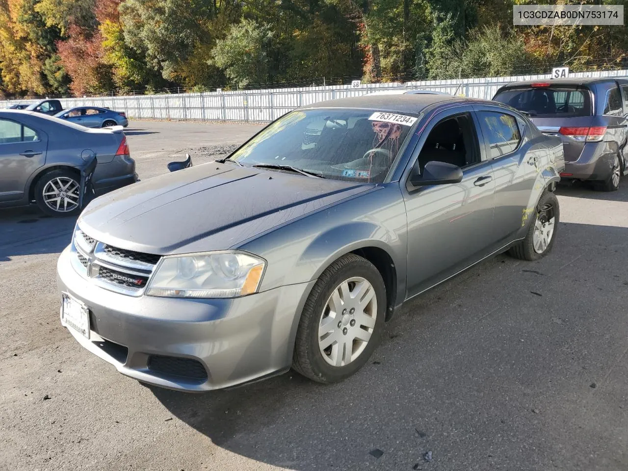 2013 Dodge Avenger Se VIN: 1C3CDZAB0DN753174 Lot: 76371234