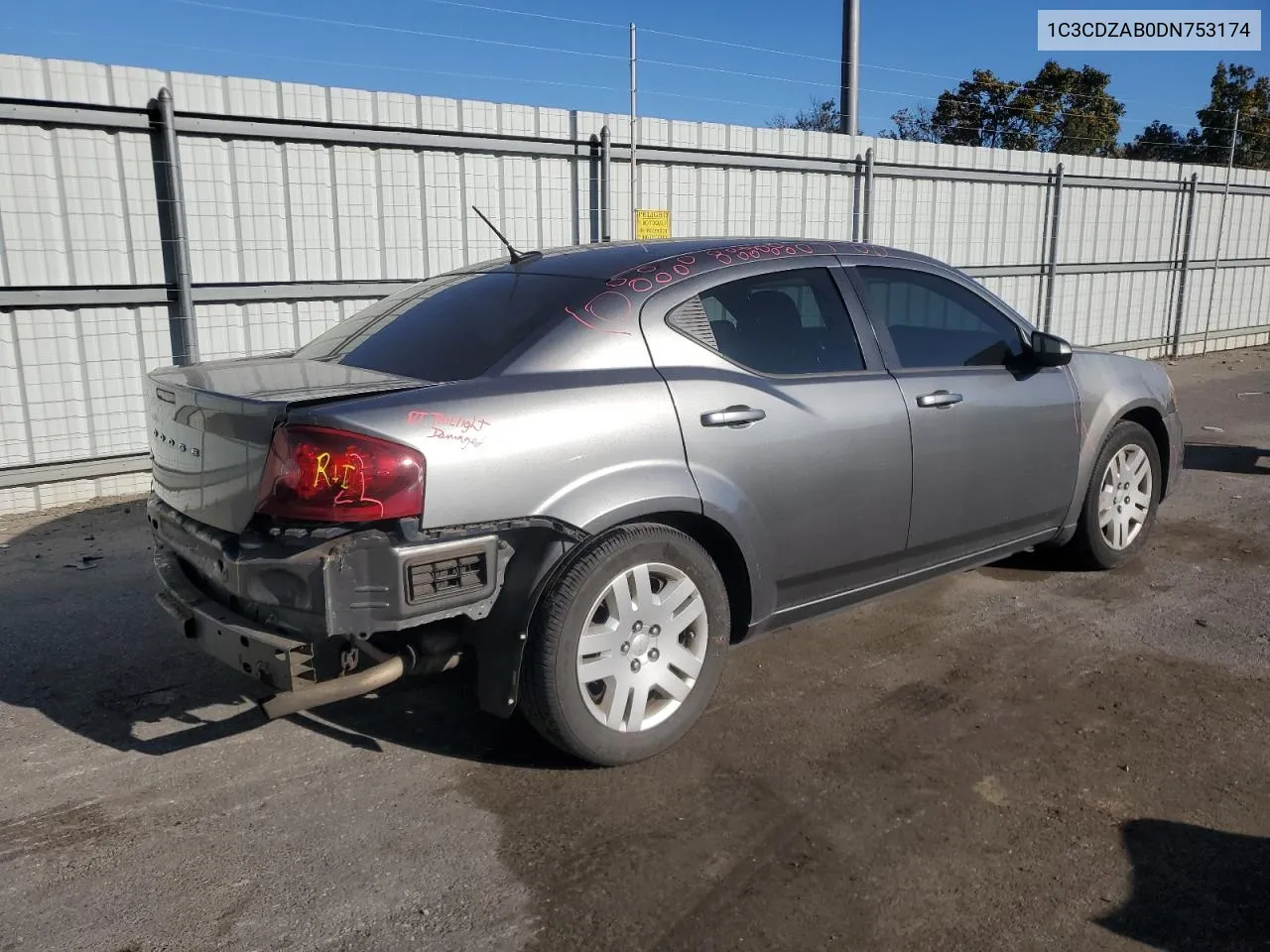 2013 Dodge Avenger Se VIN: 1C3CDZAB0DN753174 Lot: 76371234