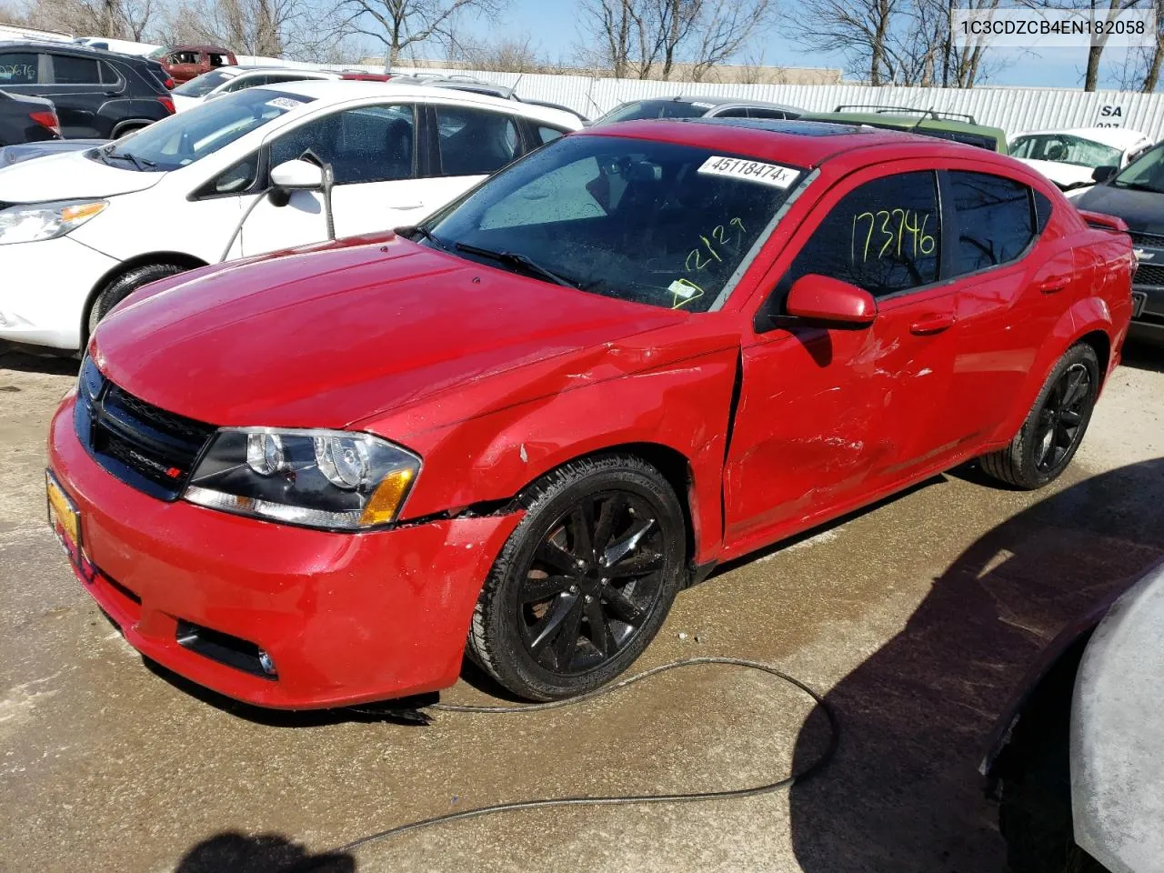 2014 Dodge Avenger Sxt VIN: 1C3CDZCB4EN182058 Lot: 45118474