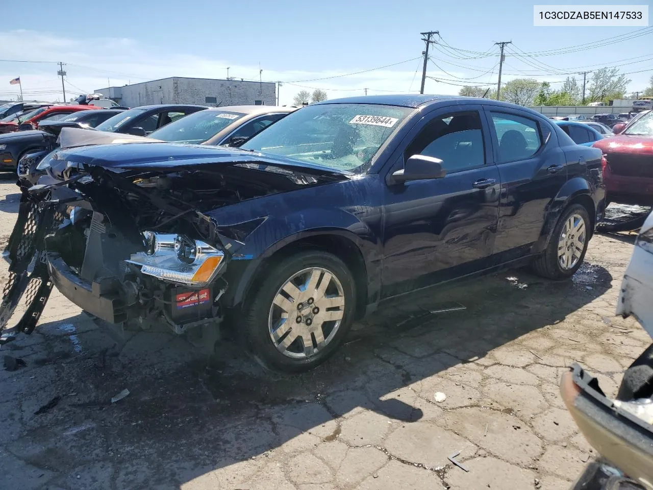 2014 Dodge Avenger Se VIN: 1C3CDZAB5EN147533 Lot: 53139644