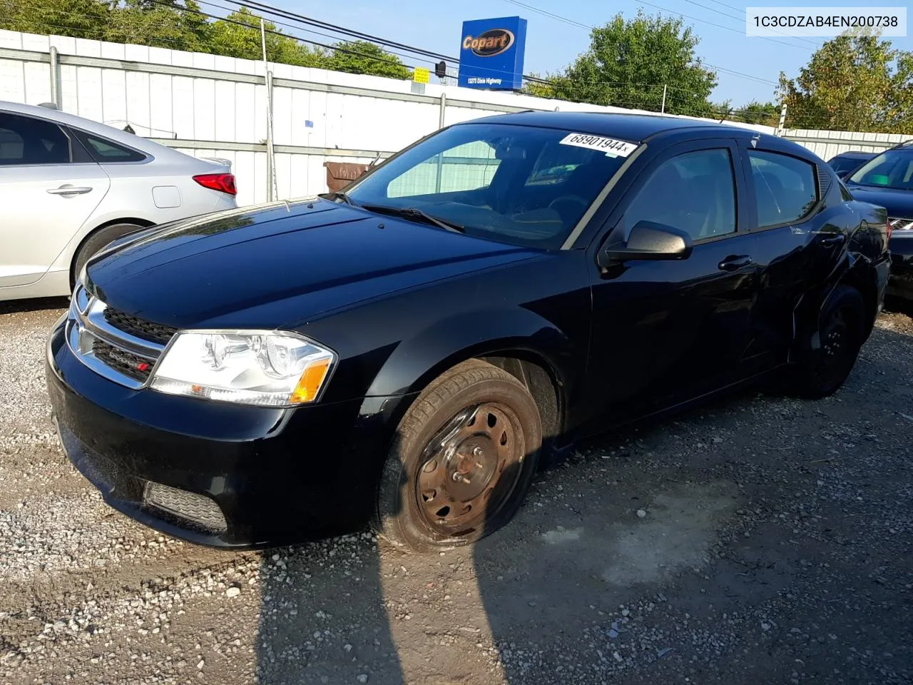 2014 Dodge Avenger Se VIN: 1C3CDZAB4EN200738 Lot: 68901944