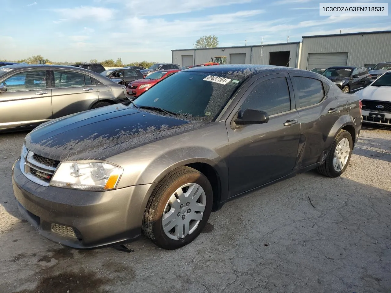 2014 Dodge Avenger Se VIN: 1C3CDZAG3EN218532 Lot: 69637164