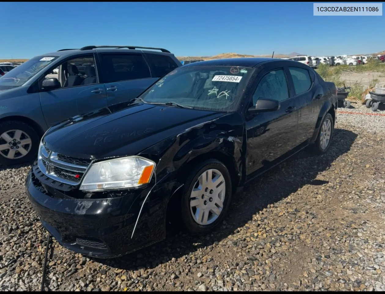 2014 Dodge Avenger Se VIN: 1C3CDZAB2EN111086 Lot: 72475854