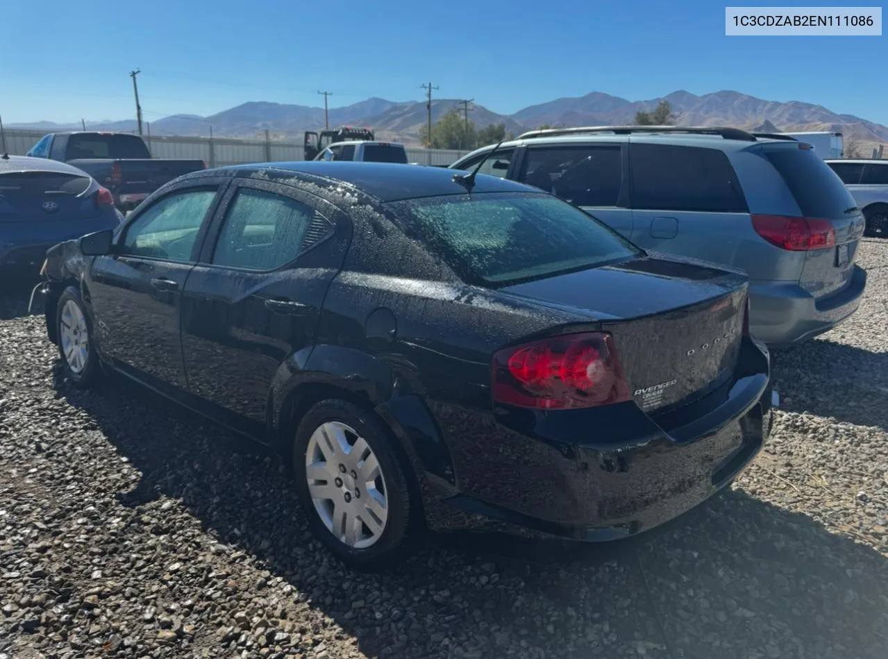 2014 Dodge Avenger Se VIN: 1C3CDZAB2EN111086 Lot: 72475854