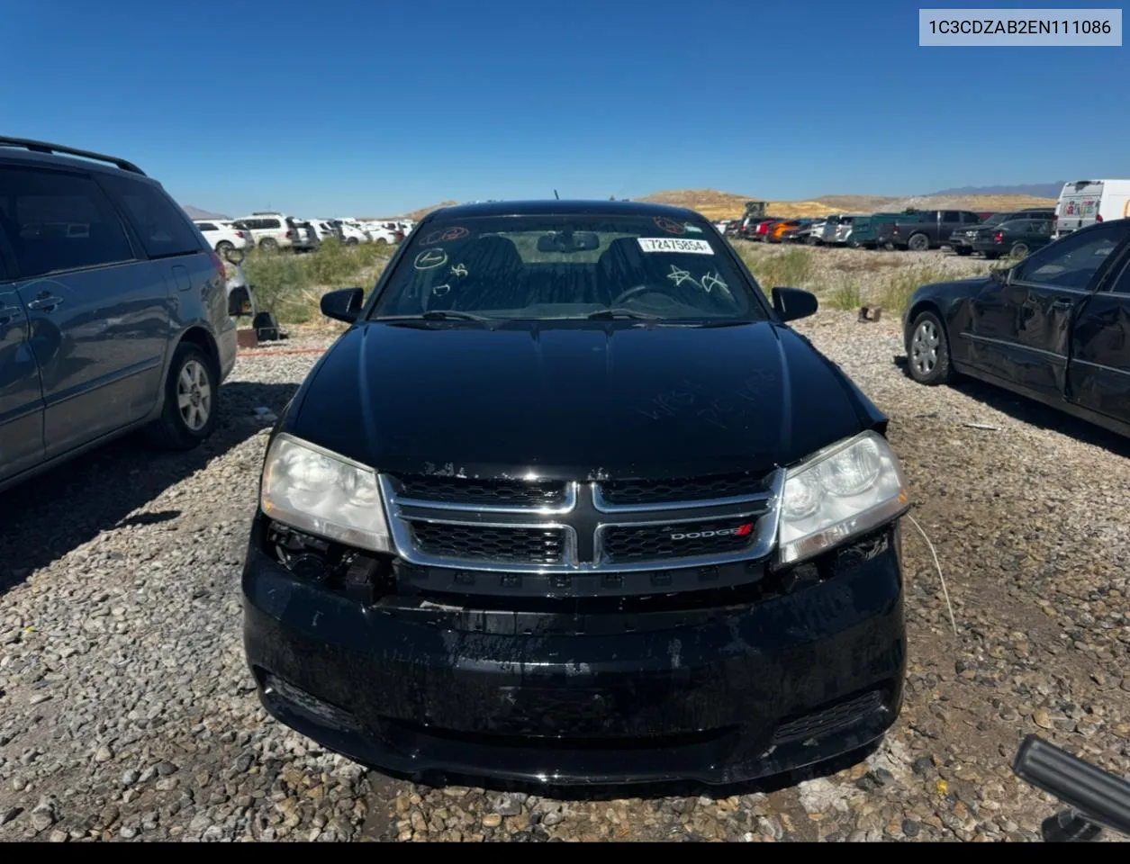 2014 Dodge Avenger Se VIN: 1C3CDZAB2EN111086 Lot: 72475854