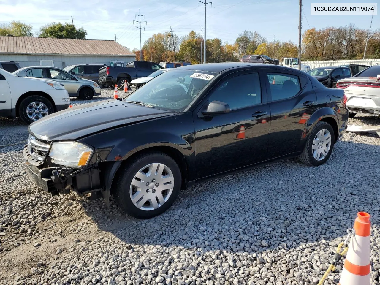 2014 Dodge Avenger Se VIN: 1C3CDZAB2EN119074 Lot: 77362144