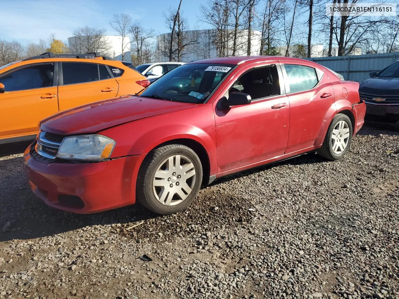 2014 Dodge Avenger Se VIN: 1C3CDZAB1EN116151 Lot: 79156934