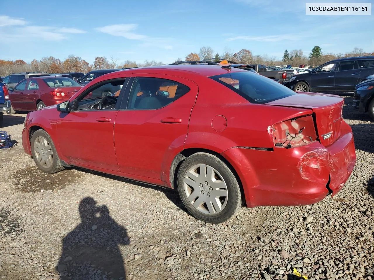 2014 Dodge Avenger Se VIN: 1C3CDZAB1EN116151 Lot: 79156934