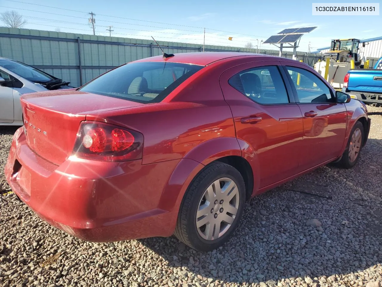 2014 Dodge Avenger Se VIN: 1C3CDZAB1EN116151 Lot: 79156934