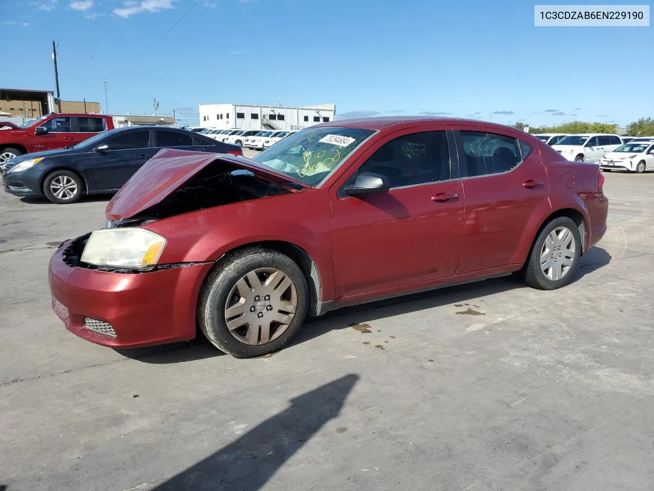 2014 Dodge Avenger Se VIN: 1C3CDZAB6EN229190 Lot: 79294684