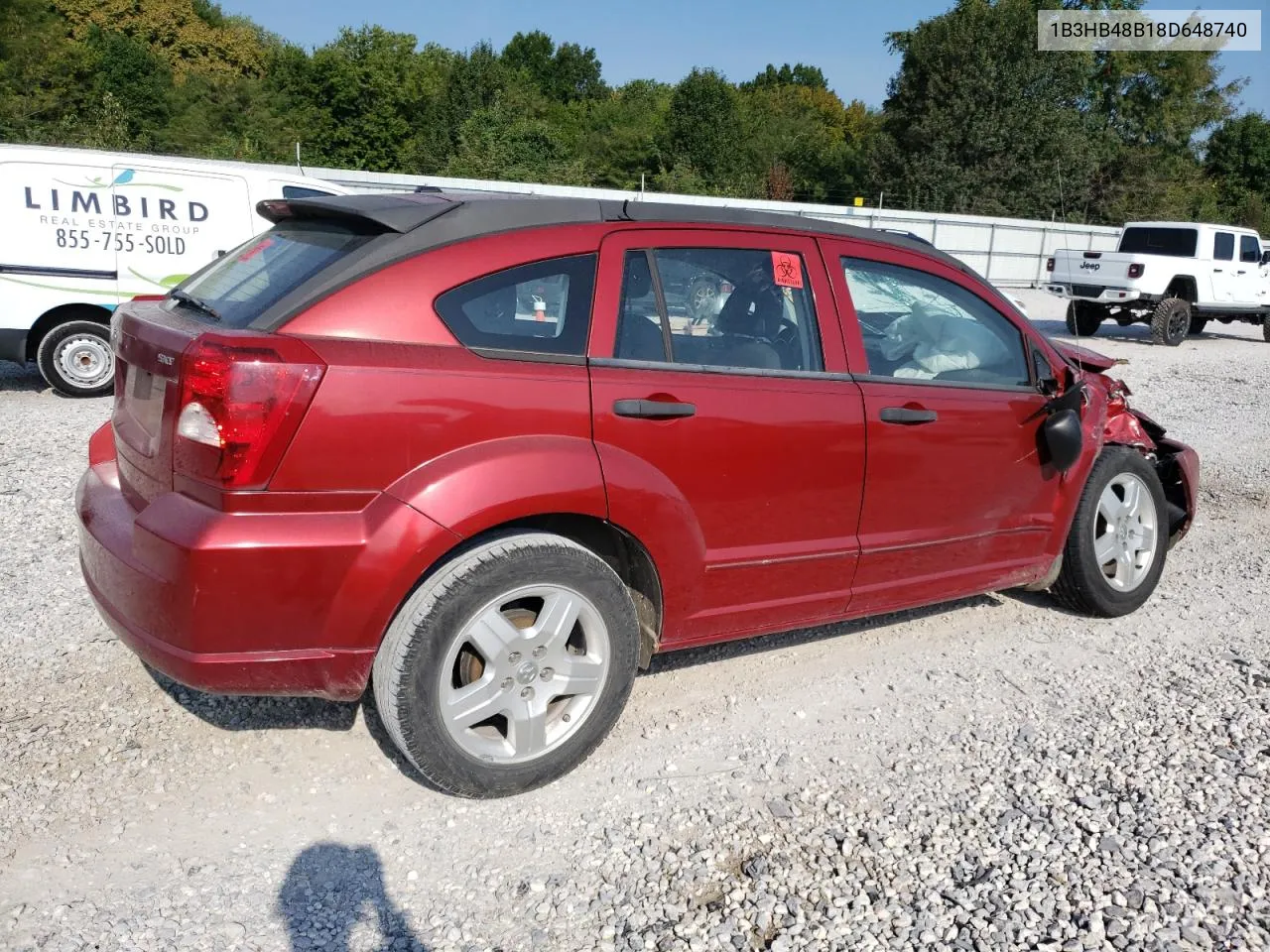 2008 Dodge Caliber Sxt VIN: 1B3HB48B18D648740 Lot: 68902414