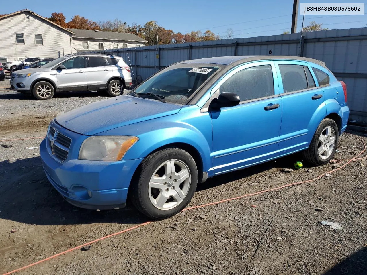 2008 Dodge Caliber Sxt VIN: 1B3HB48B08D578602 Lot: 77371064