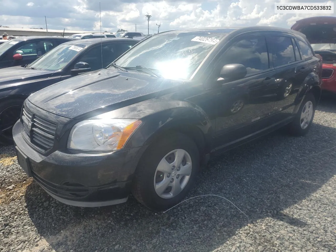 2012 Dodge Caliber Se VIN: 1C3CDWBA7CD533832 Lot: 74026294