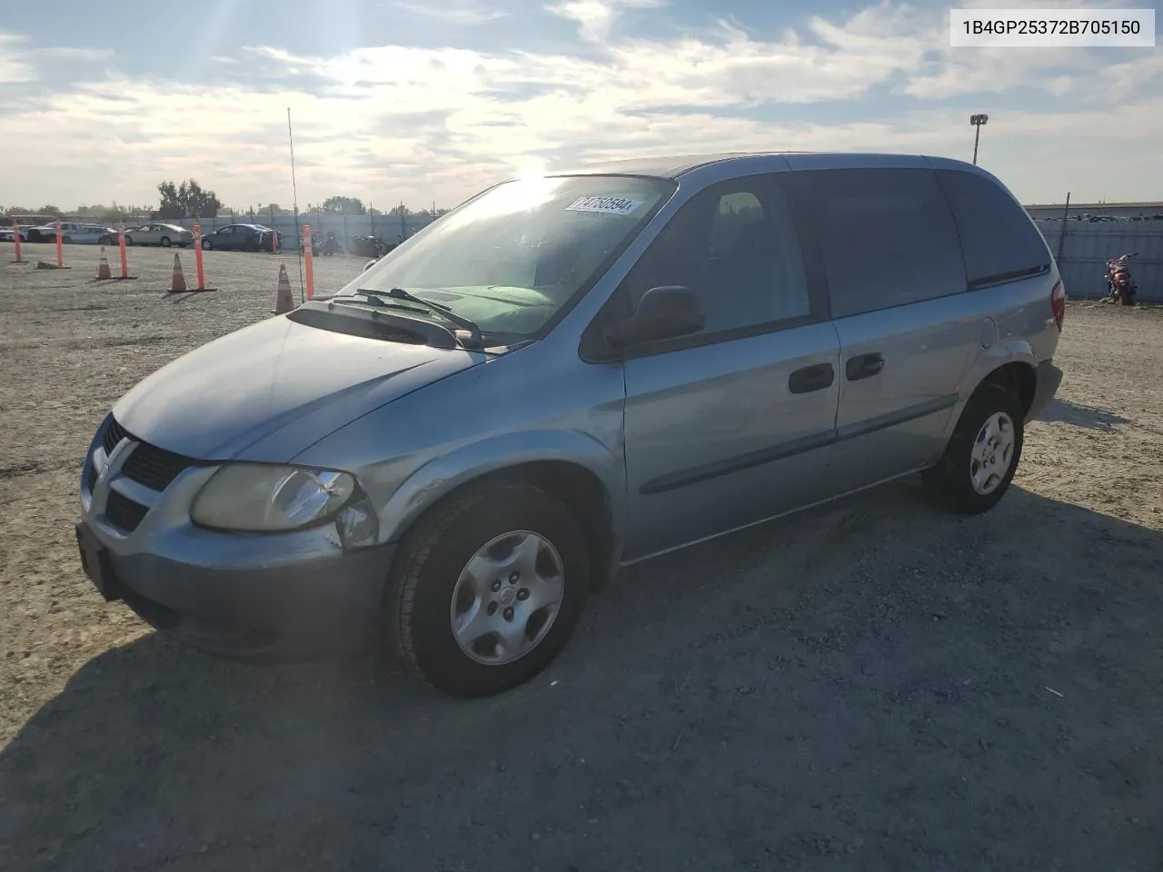 2002 Dodge Caravan Se VIN: 1B4GP25372B705150 Lot: 74750594