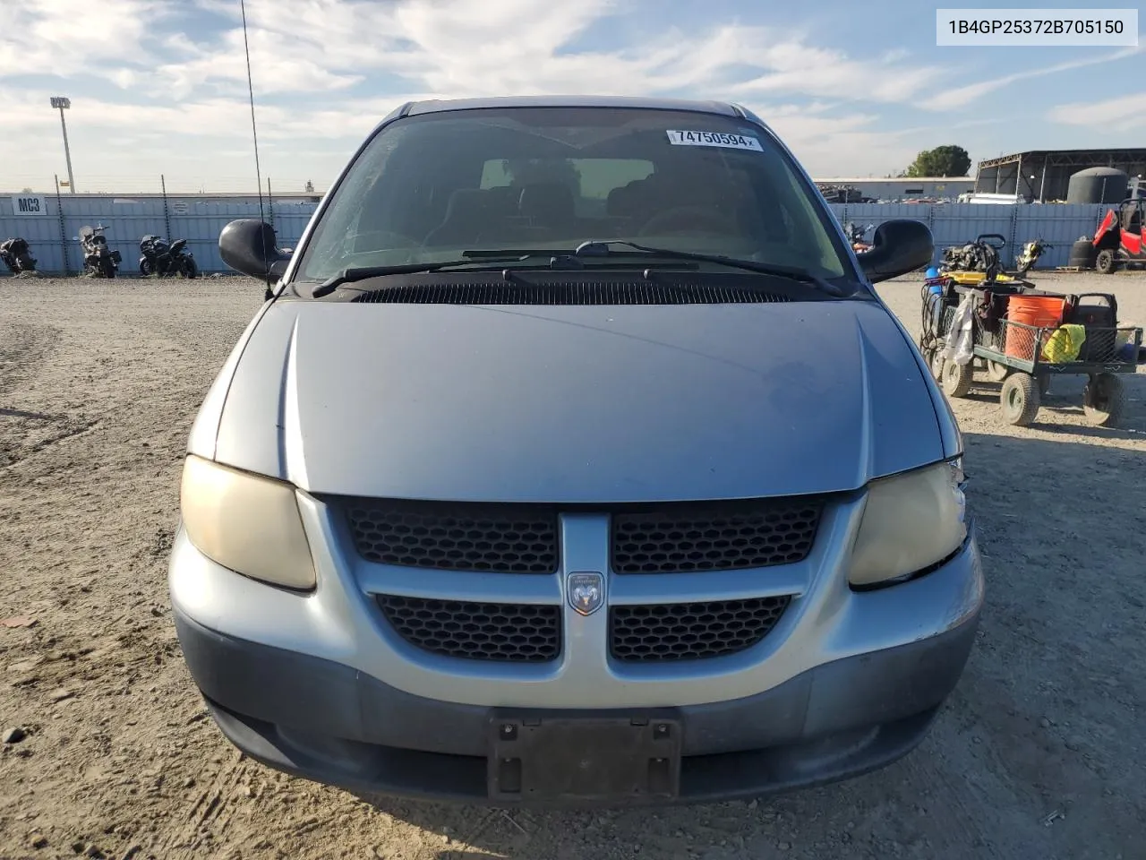 2002 Dodge Caravan Se VIN: 1B4GP25372B705150 Lot: 74750594