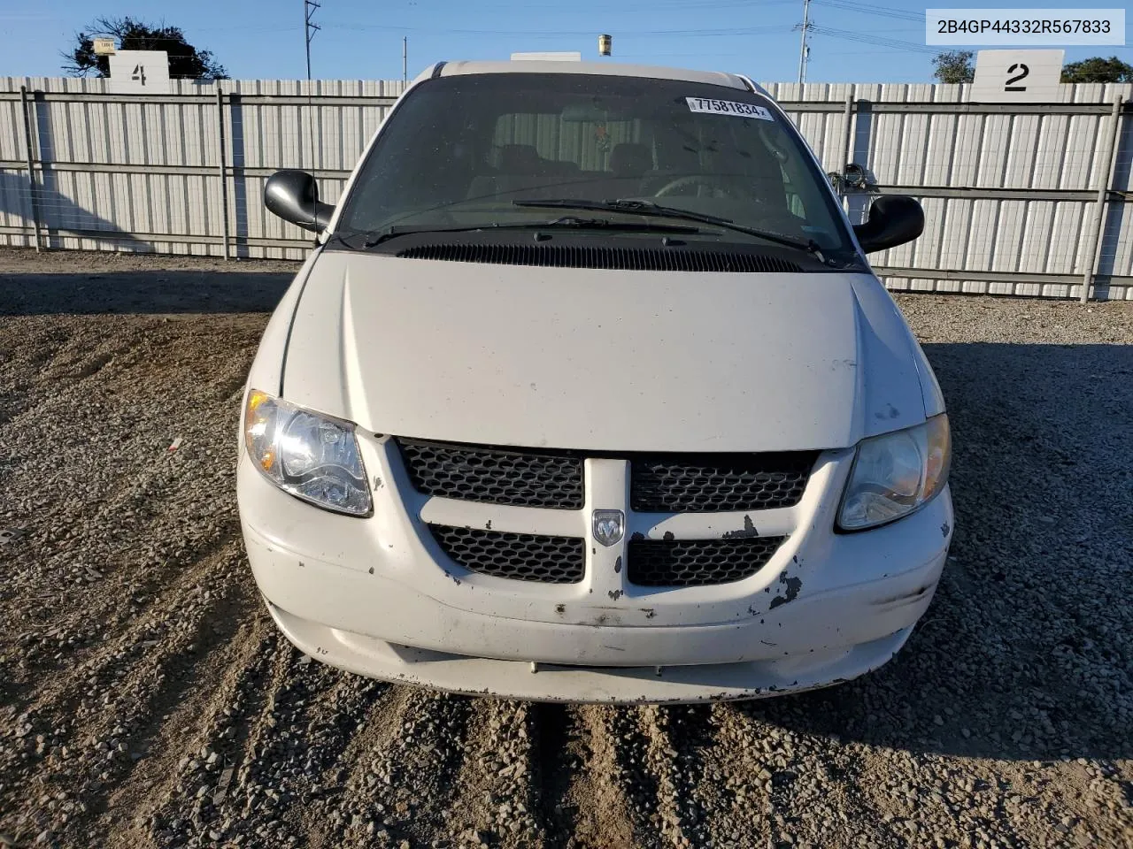 2002 Dodge Grand Caravan Sport VIN: 2B4GP44332R567833 Lot: 77581834