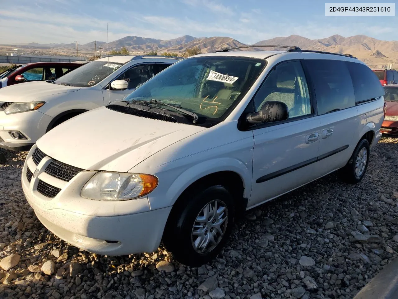 2003 Dodge Grand Caravan Sport VIN: 2D4GP44343R251610 Lot: 74006894