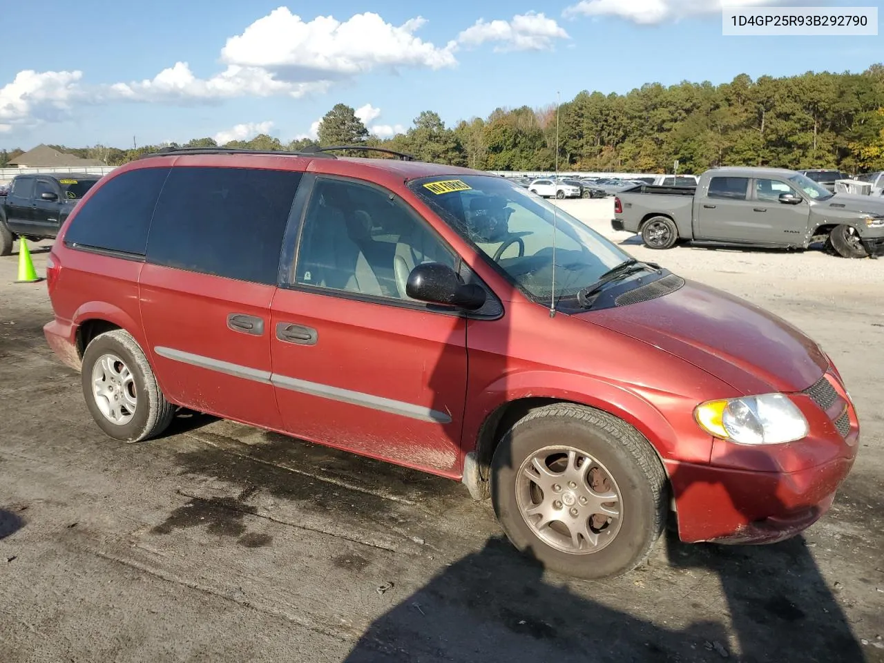 2003 Dodge Caravan Se VIN: 1D4GP25R93B292790 Lot: 78734144