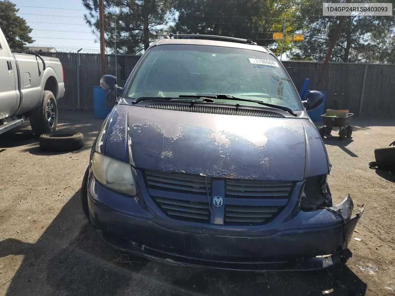 2005 Dodge Grand Caravan Se VIN: 1D4GP24R15B403093 Lot: 73196504