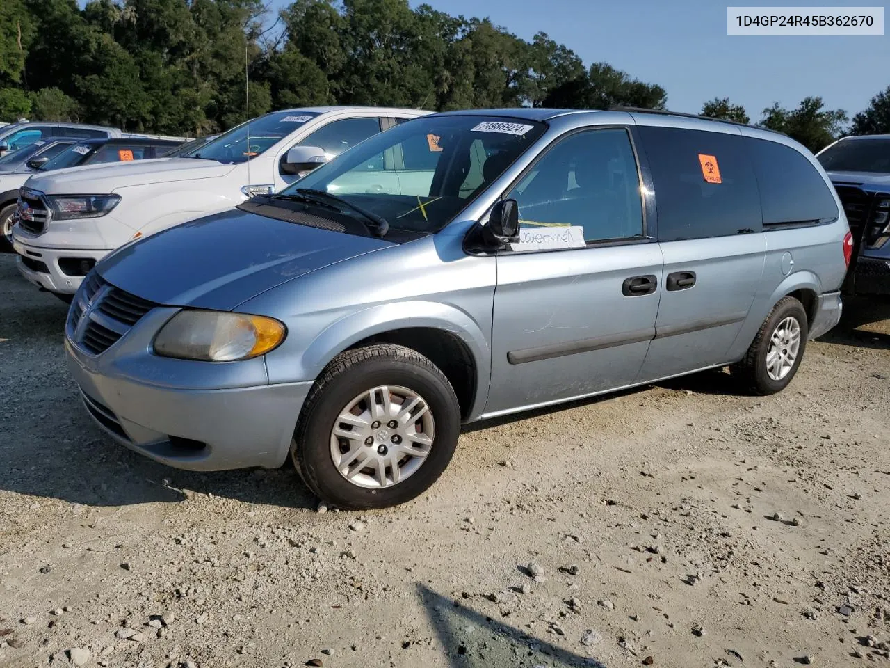 2005 Dodge Grand Caravan Se VIN: 1D4GP24R45B362670 Lot: 74986924