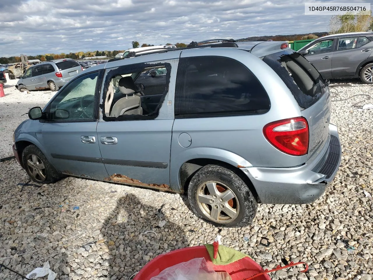 2006 Dodge Caravan Sxt VIN: 1D4GP45R76B504716 Lot: 75461454