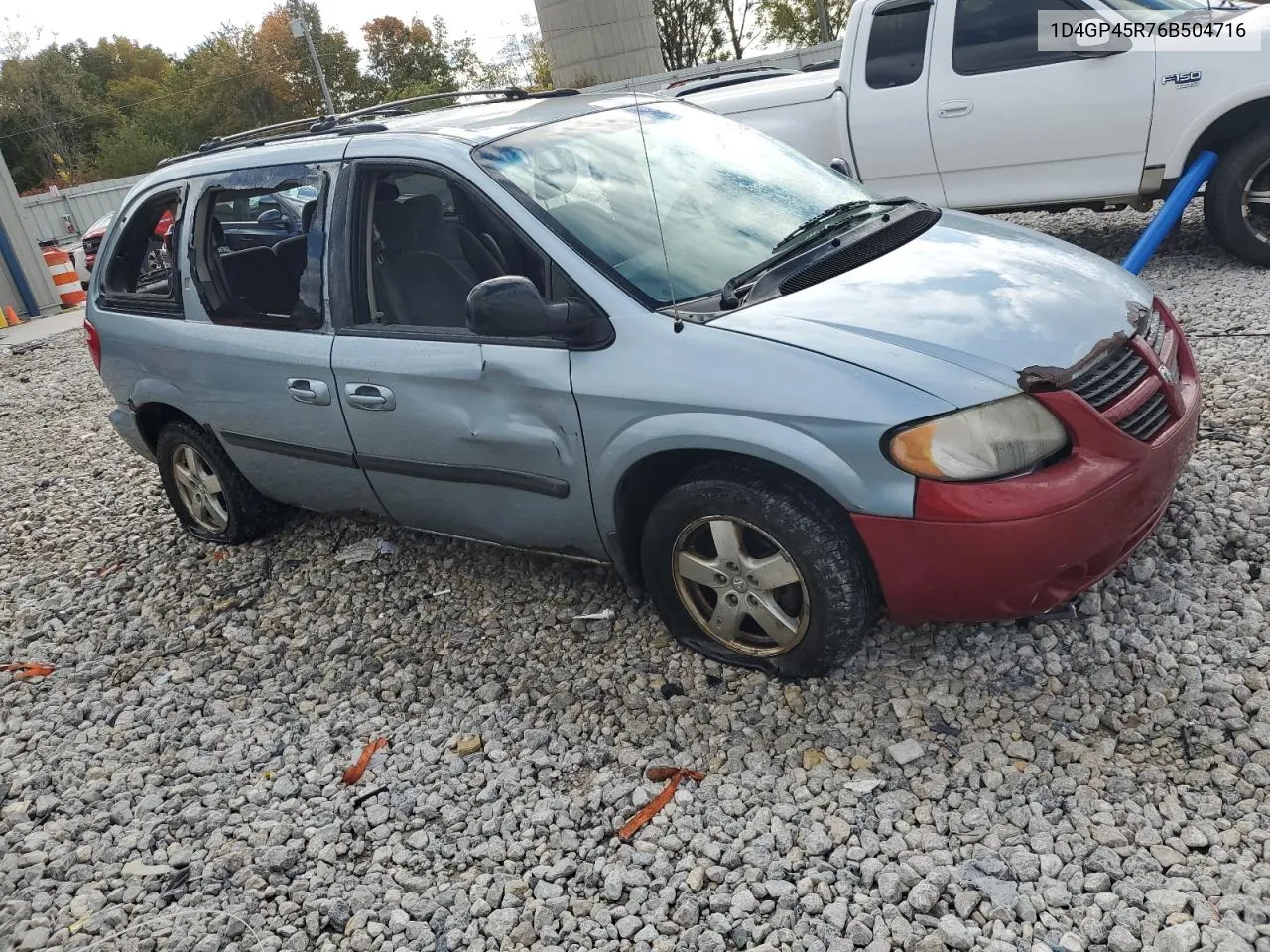 2006 Dodge Caravan Sxt VIN: 1D4GP45R76B504716 Lot: 75461454