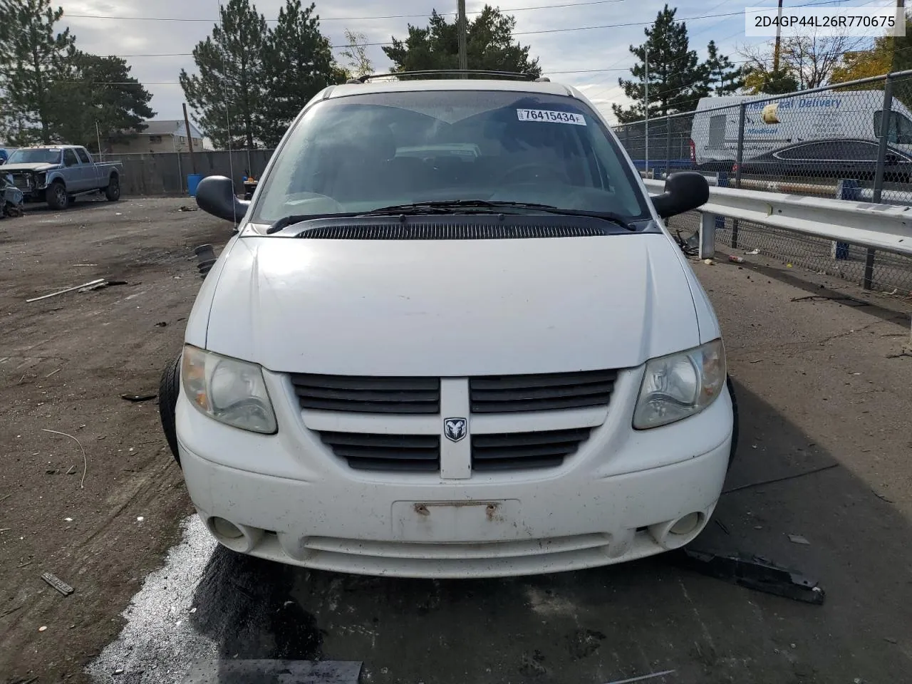 2006 Dodge Grand Caravan Sxt VIN: 2D4GP44L26R770675 Lot: 76415434