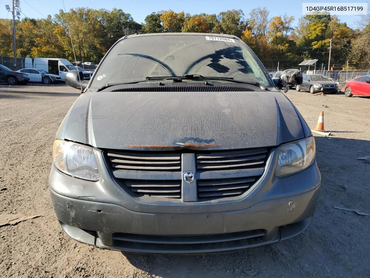 2006 Dodge Caravan Sxt VIN: 1D4GP45R16B517199 Lot: 76712584