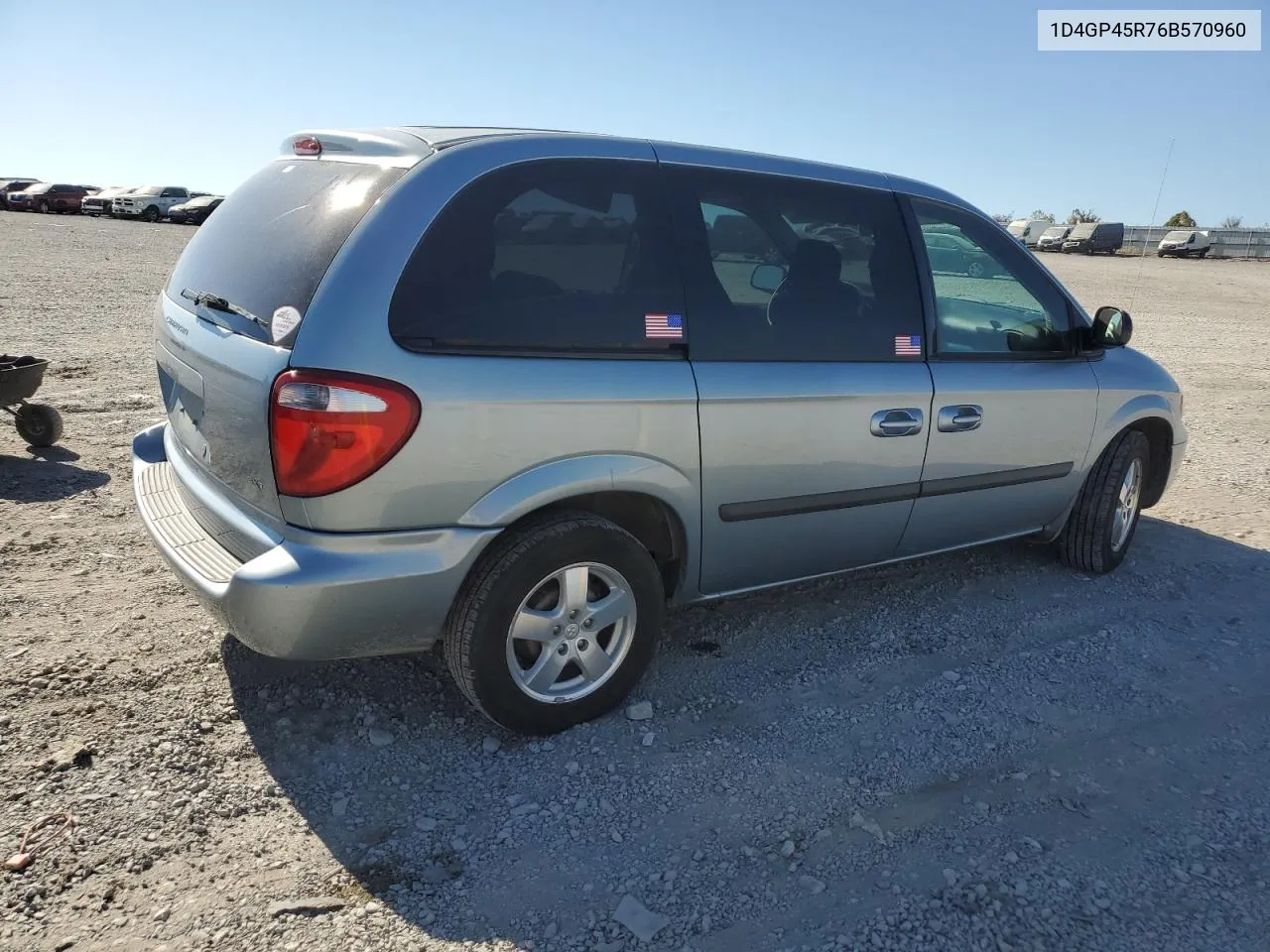 2006 Dodge Caravan Sxt VIN: 1D4GP45R76B570960 Lot: 77000764