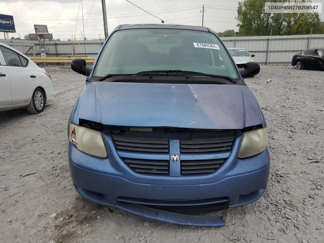 2007 Dodge Caravan Sxt VIN: 1D4GP45R27B208147 Lot: 67889384