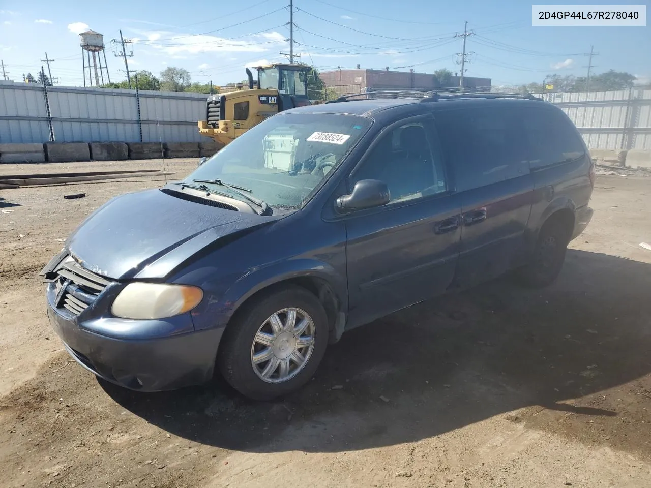 2007 Dodge Grand Caravan Sxt VIN: 2D4GP44L67R278040 Lot: 73088524