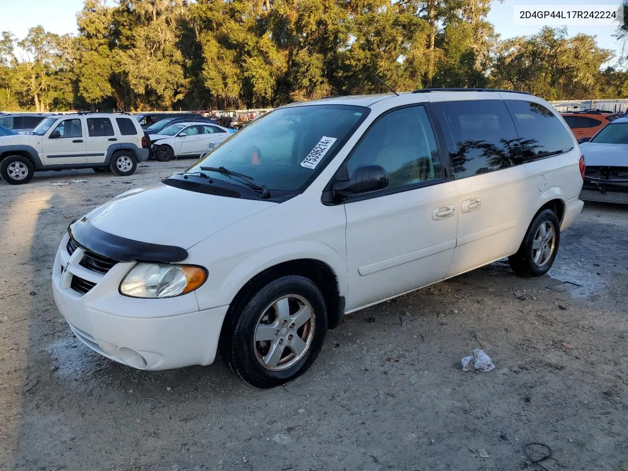 2007 Dodge Grand Caravan Sxt VIN: 2D4GP44L17R242224 Lot: 75396214