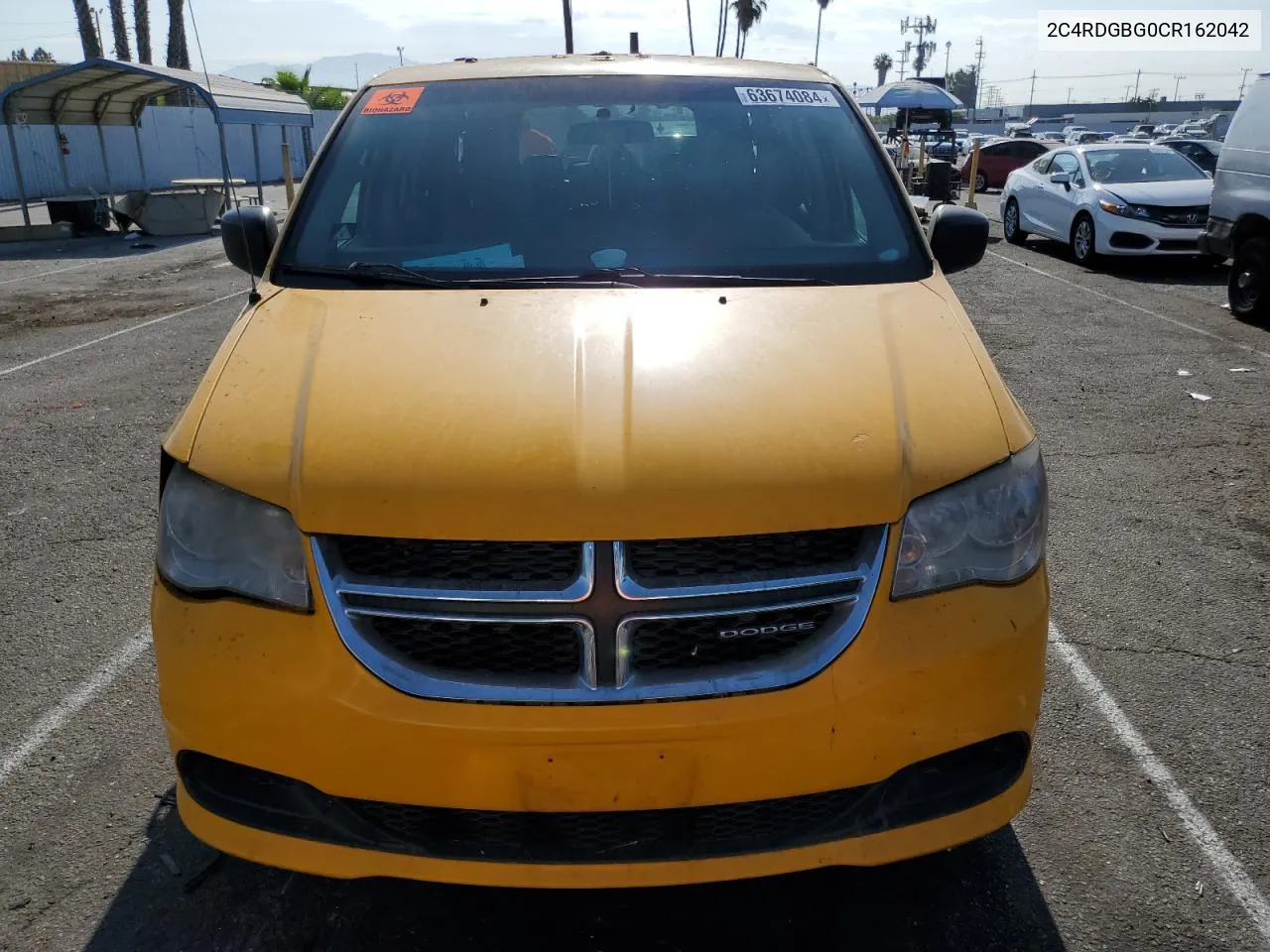 2012 Dodge Grand Caravan Se VIN: 2C4RDGBG0CR162042 Lot: 63674084